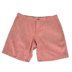 Faherty men’s linen blend organic cotton flat front Bermuda shorts